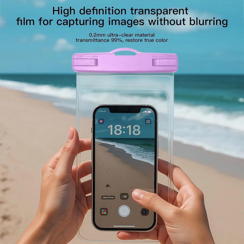 Criyar 1/2 Pack Waterproof Phone Pouch Compatible with iPhone 17 16 15 Pro Max & Galaxy S24+/S23 7in Waterproof Phone Case with Lanyard, IPX8 Beach Travel Must Haves, Beach Essentials, Purple, 1 Pack - Image 2
